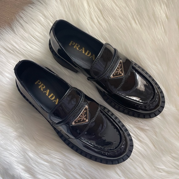 Shoes - Black patent leather PU chunky loafers